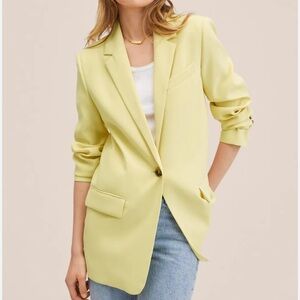 New Mango Yellow Women’s Single Button Blazer Jacket Size XXS‎